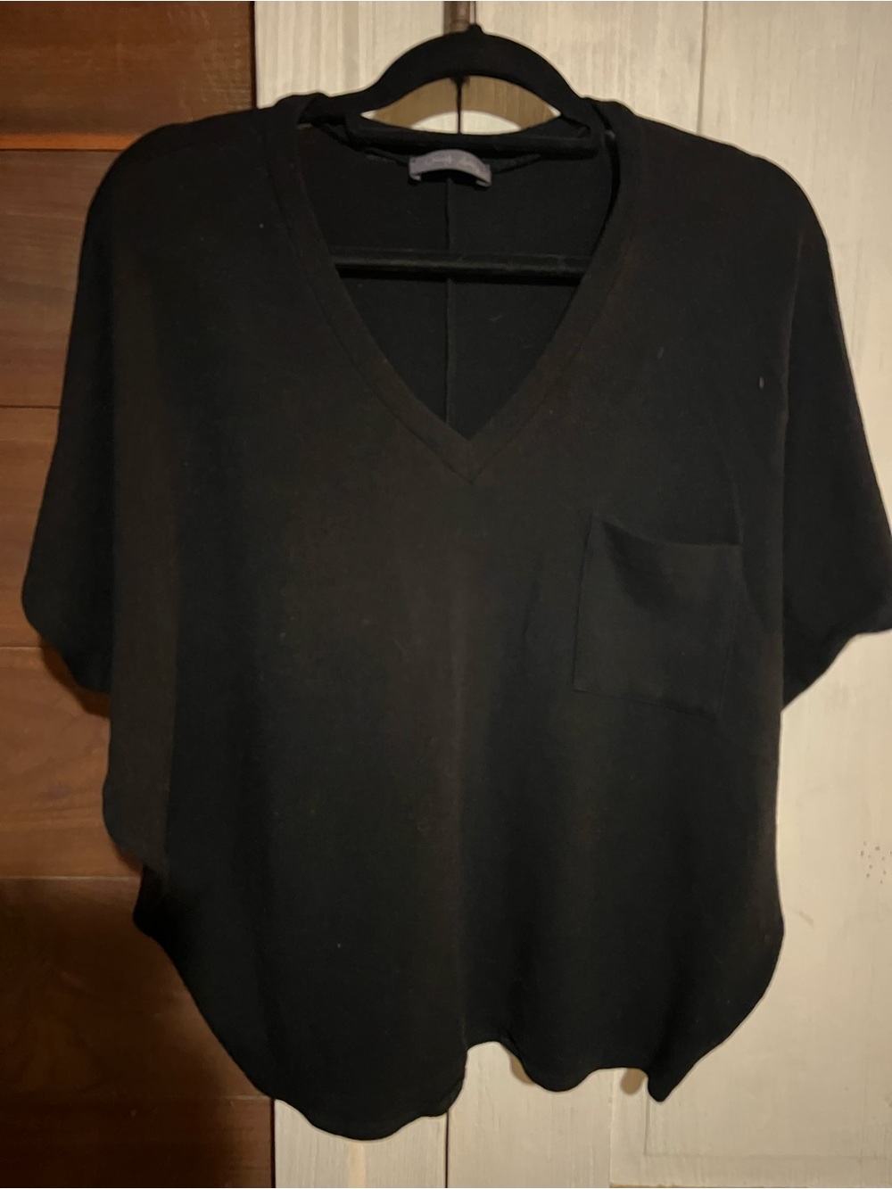 Women's Black V-Neck Pocket Sweater - Classic Staple